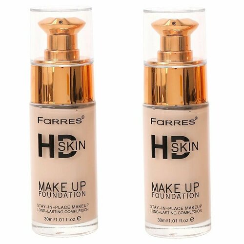 Farres cosmetics Крем тональный 4044 HD с дозатором, тон 01, слоновая кость, 30 мл, 2 шт