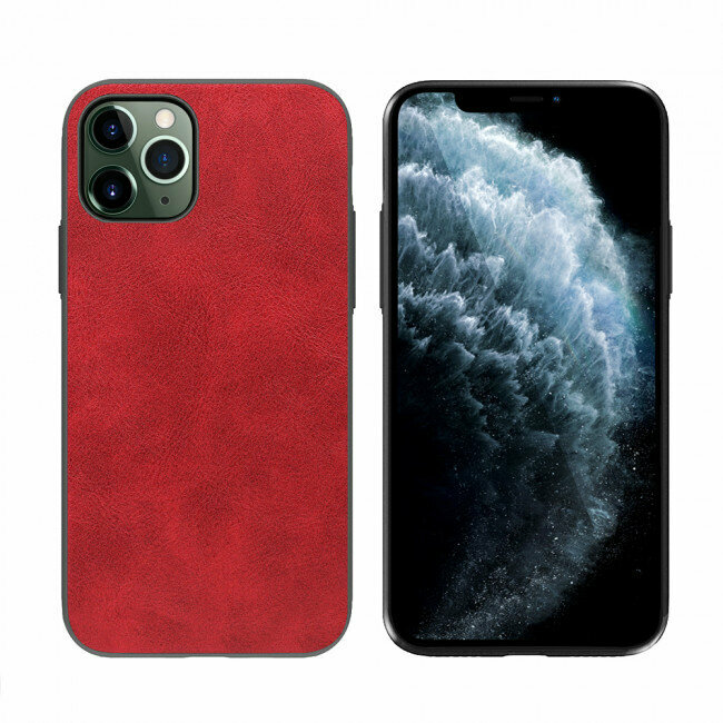 Силиконовая задняя накладка из эко-кожи для iPhone 11 Pro Max, красный