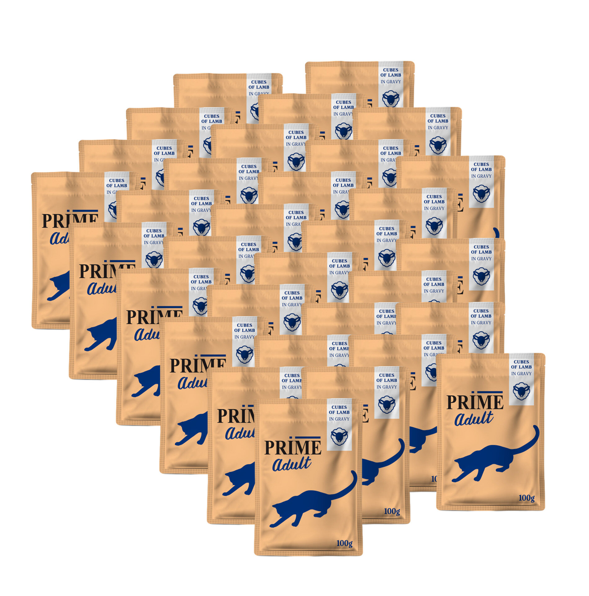 PRIME пауч 100г Кусочки из ягненка в бульоне, для кошек х 32 шт.