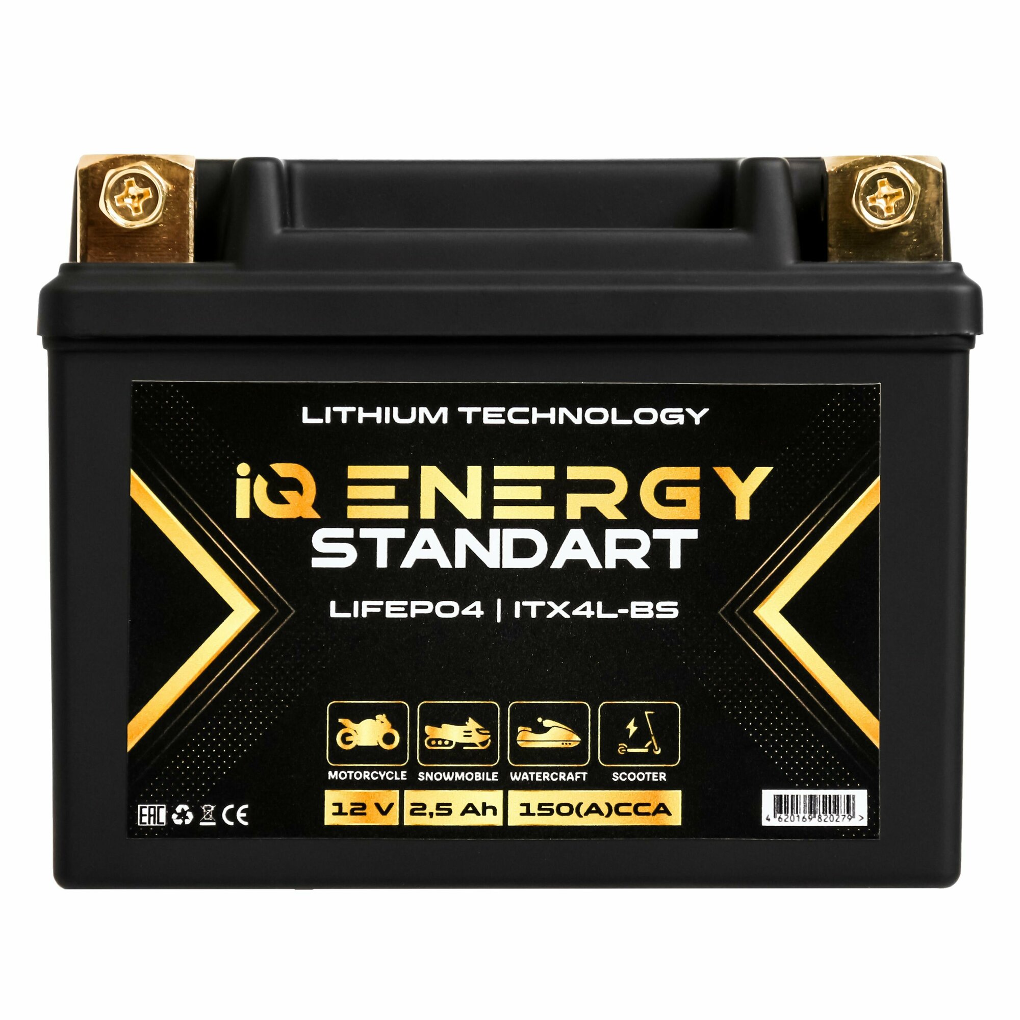 Мото Аккумулятор литиевый IQ Energy Standart LIFEPO4 12В 2.5 А/ч (CT1204, YTX4L-BS)для мопеда, скутера, мотоцикла