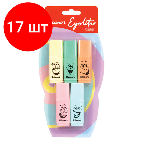 Комплект 17 шт, Набор текстовыделителей Luxor Eyeliter Pastel ассорти, 1-4.5мм