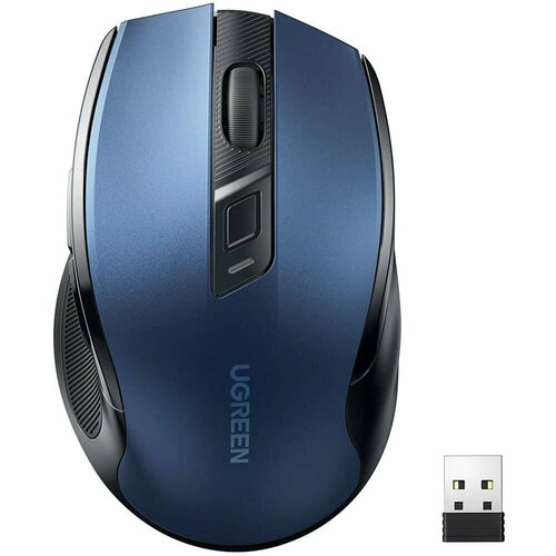 Мышь UGREEN MU006 (25753) Ergonomic Wireless Mouse 2.4G 4000DPI Silence синий
