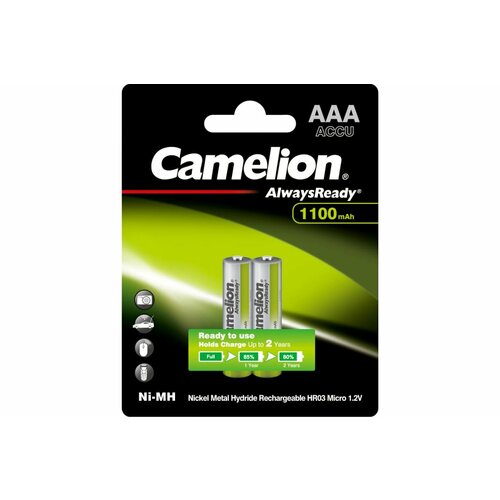 Аккумулятор Camelion Always Ready AAA-1100mAh Ni-Mh BL-2 (NH-AAA1100BP2, 1.2В) 15037