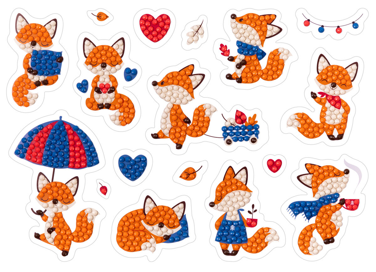 фото Алмазная (кристальная) мозаика "фрея" наклейки 19.5 х 14 см "Лисята" ALVN-125