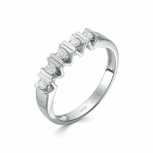 фото Кольцо vesna jewelry, белое золото, 585 проба, родирование, бриллиант, размер 17.5, бесцветный
