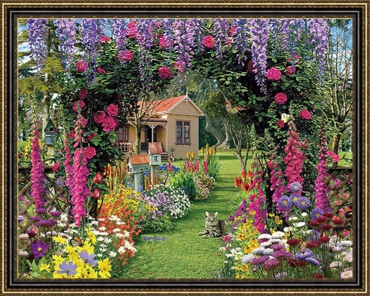 фото Алмазная мозаика "Красочный сад" холст на подрамнике 40х50 см, OTG6388