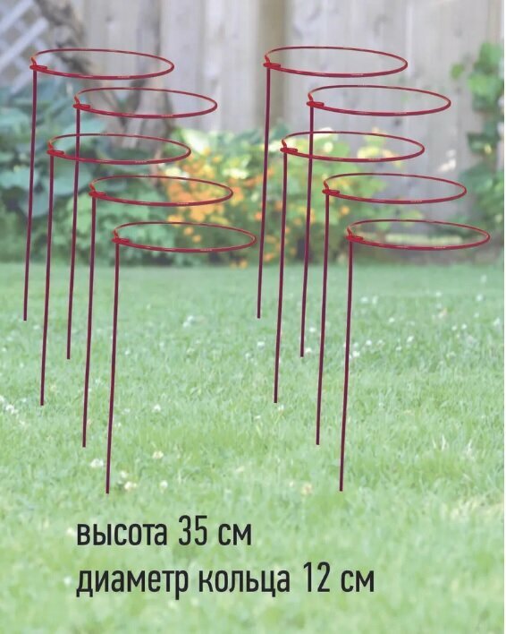 Опора для клубники и садовых/комнатных растений красная антикоррозийная 10 шт в наборе Длина 35 см диаметр 12-15 см не ржавеют подарок садоводу.