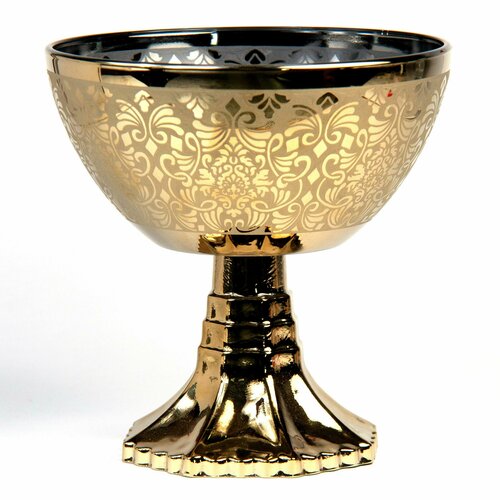 Ваза для конфет стеклянная GLASSTAR Золотой либерти d-158см 1114₽