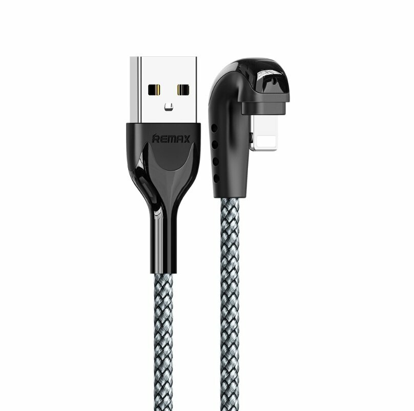 Кабель игровой Remax Heymanba Data Cable RC-097i, USB to Lightning, 3A, 1 метр, Черный+Серый