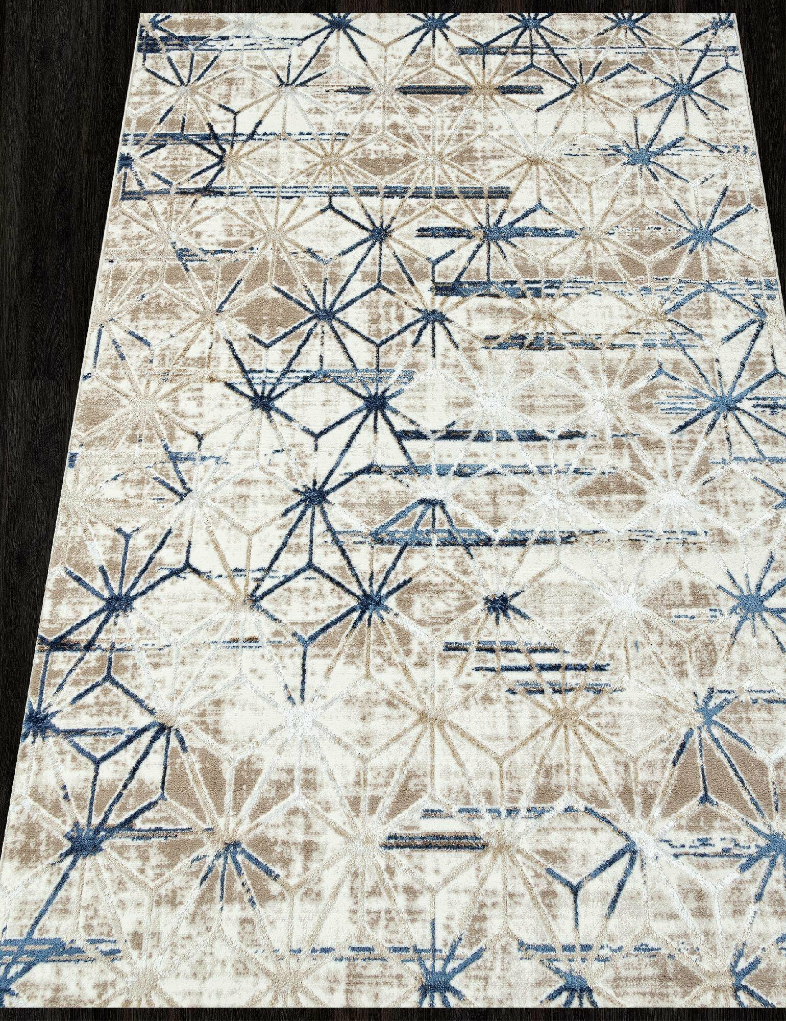 фото MERINOS, Турция Ковер ANTEP O1703 630 CREAM / BLUE 1.6x2.3 м.