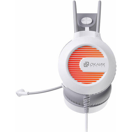 фото Наушники с микрофоном оклик hs-l300g white белый 2.2м мониторные usb оголовье (1796952) oklick