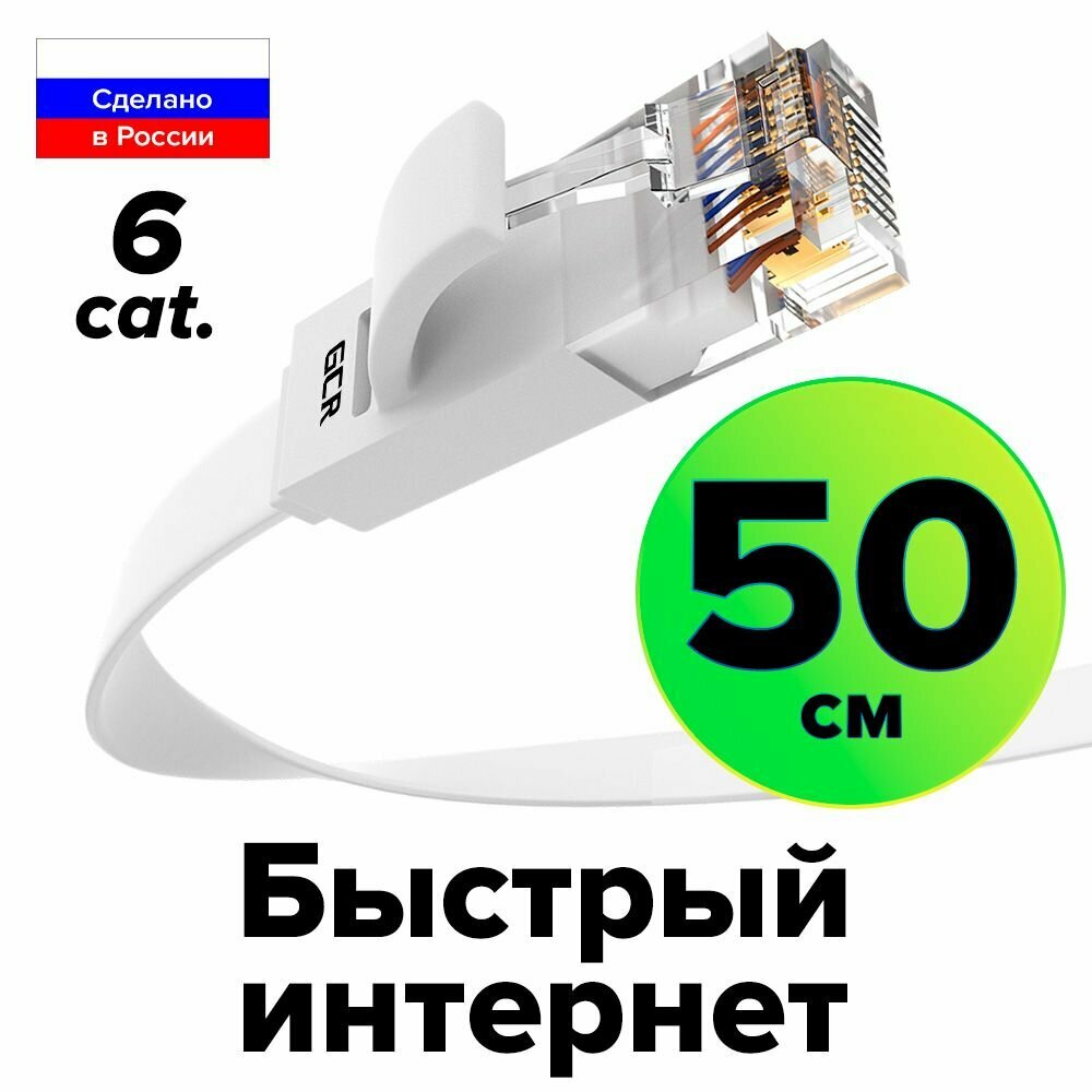 Greenconnect Патч-корд PROF плоский прямой 3.0m, UTP медь кат.6, белый, 30 AWG, GCR-LNC625-3.0m, ethernet high speed 10 Гбит/с, RJ45, T568B, GCR-51793 Greenconnect RJ45(m) - RJ45(m) Cat. 6 U/UTP PVC 3м белый (GCR-51793)