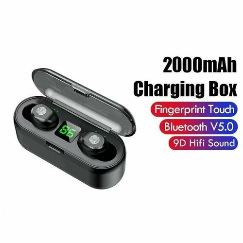 Беспроводные наушники F9 TWS Bluetooth 2000mAh Беспроводные наушники с зарядкой светодиодным дисплеем спортивные Водонепроницаемый TWS Беспроводная гарнитура для музыки 99900₽