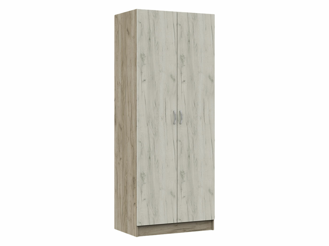 фото Распашной шкаф Стендмебель Бриз Дуб Крафт серый / Дуб Крафт белый С полками и штангой