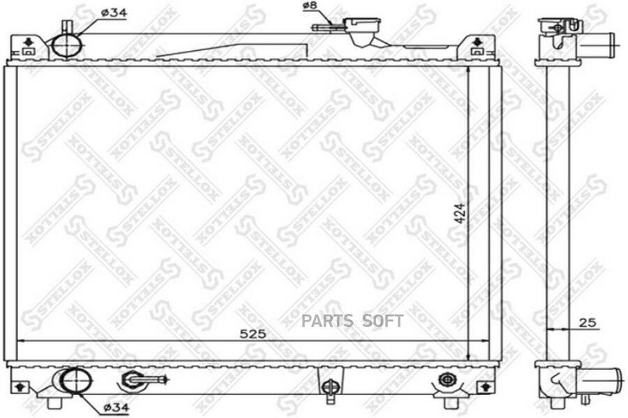 STELLOX 1025360SX 10-25360-SX_радиатор системы охлаждения! АКПП\ Suzuki Grand Vitara/Vitara 2.0i 97>