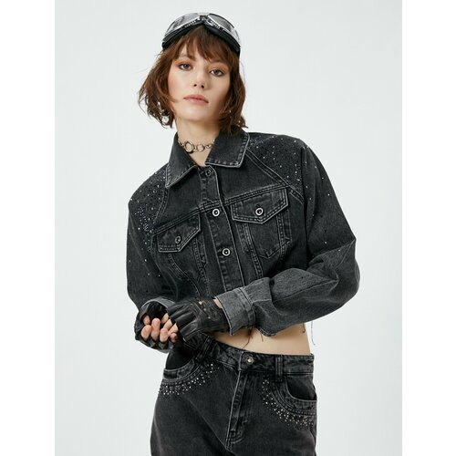 фото Джинсовая куртка koton, размер m, черный