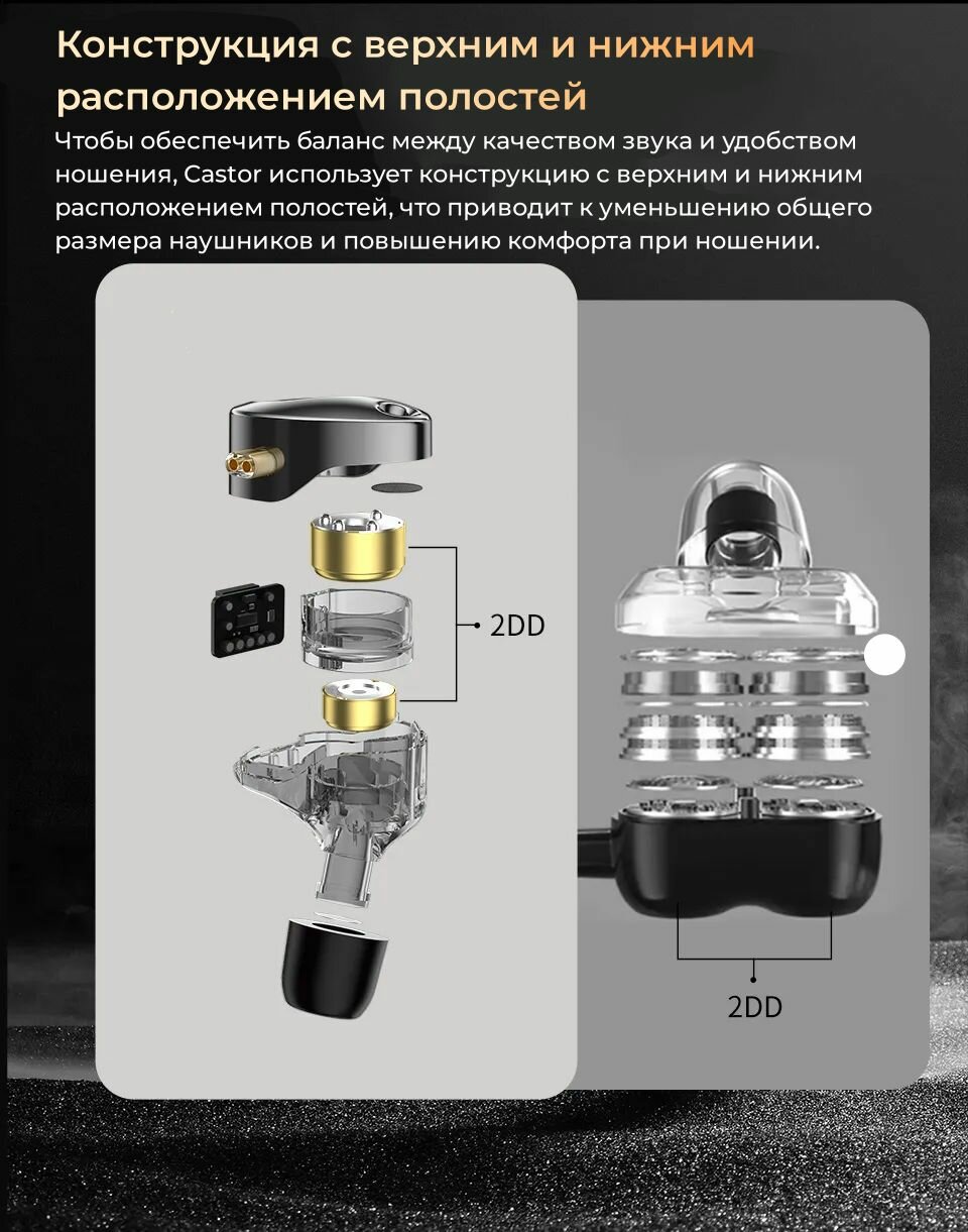 Наушники KZ Castor bass с микрофоном — фото 6