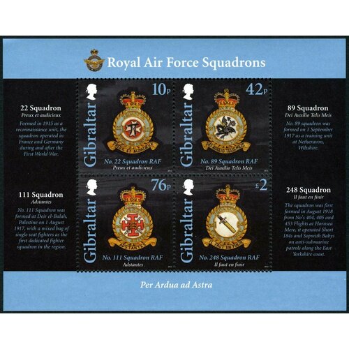 Почтовые марки Гибралтар 2012г. Эскадрильи Королевских ВВС Гербы, Авиация MNH