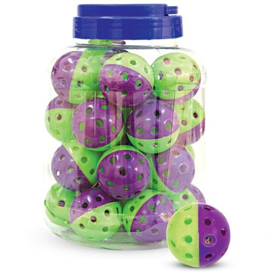 Игрушка для кошек Triol "Мяч-погремушка", фиолетово-зеленый, d40мм (банка 25шт.)