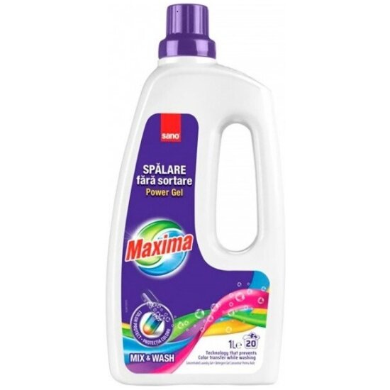 Гель для стирки Sano Maxima Mix&Wash, для цветного белья, концентрированный, 1 л