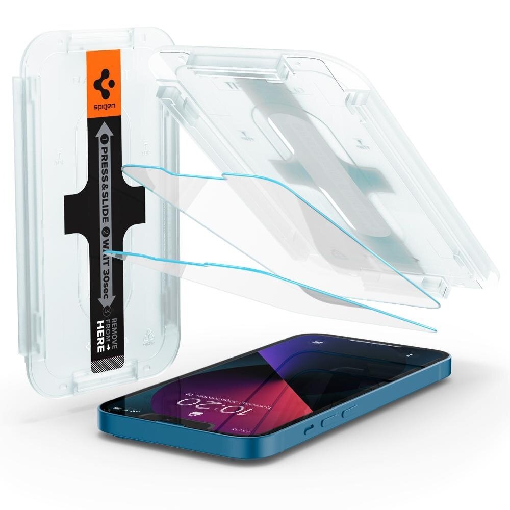 Защитное стекло Spigen на Apple iPhone 13 Mini (AGL03396) EZ FIT GLAS.tR SLIM 2 шт / Спиген стекло для Айфон 13 Мини, прочное, олеофобное покрытие, прозрачное