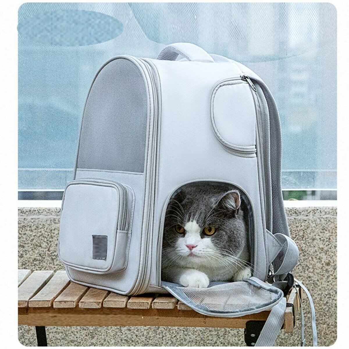 Рюкзак-переноска для кошек и собак Bentfores (39 х 32 х 24 см серый 35083)