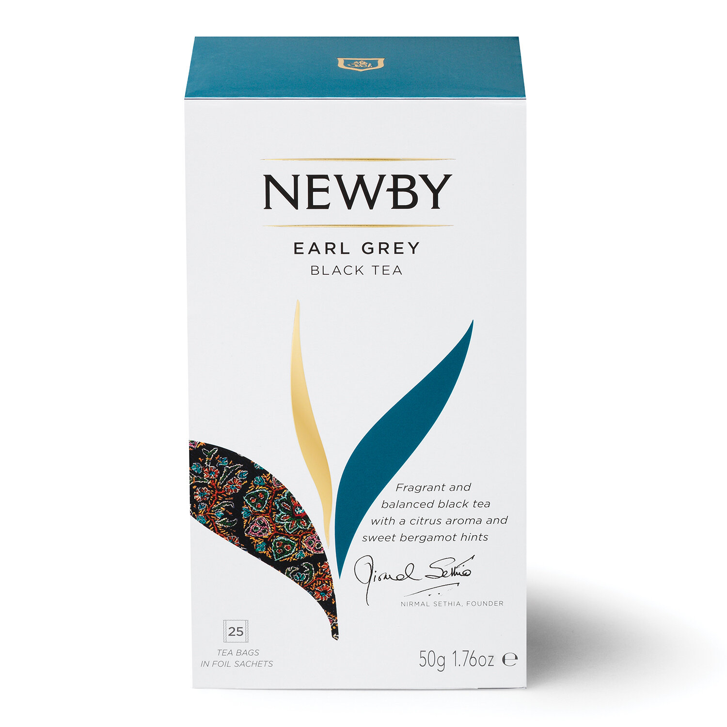 Чай Newby "Эрл Грей", черный с бергамотом, 25 пакетиков, 1/50г