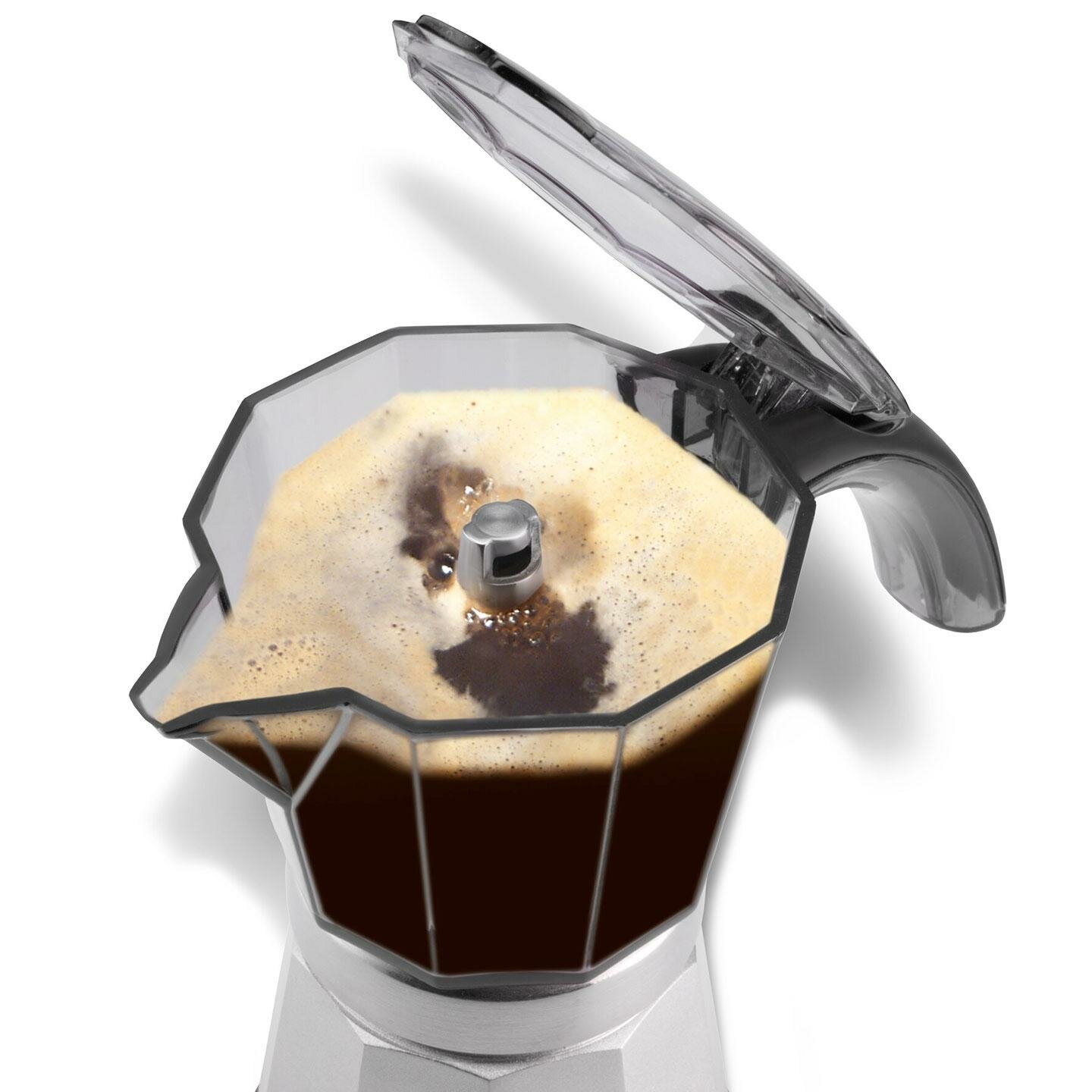 Гейзерная кофеварка DeLonghi EMKM.6. B Alicia Plus цвет серебристый, черный мощность 550Вт — фото 1