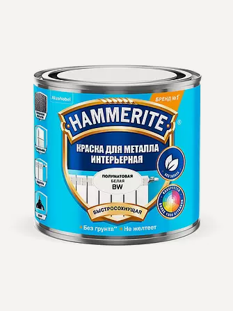Изображение товара Краска для Металла 3 в 1 Hammerite Интерьерная 0.5л Белая до 8 Лет Защиты / Хаммерайт Интерьерная.