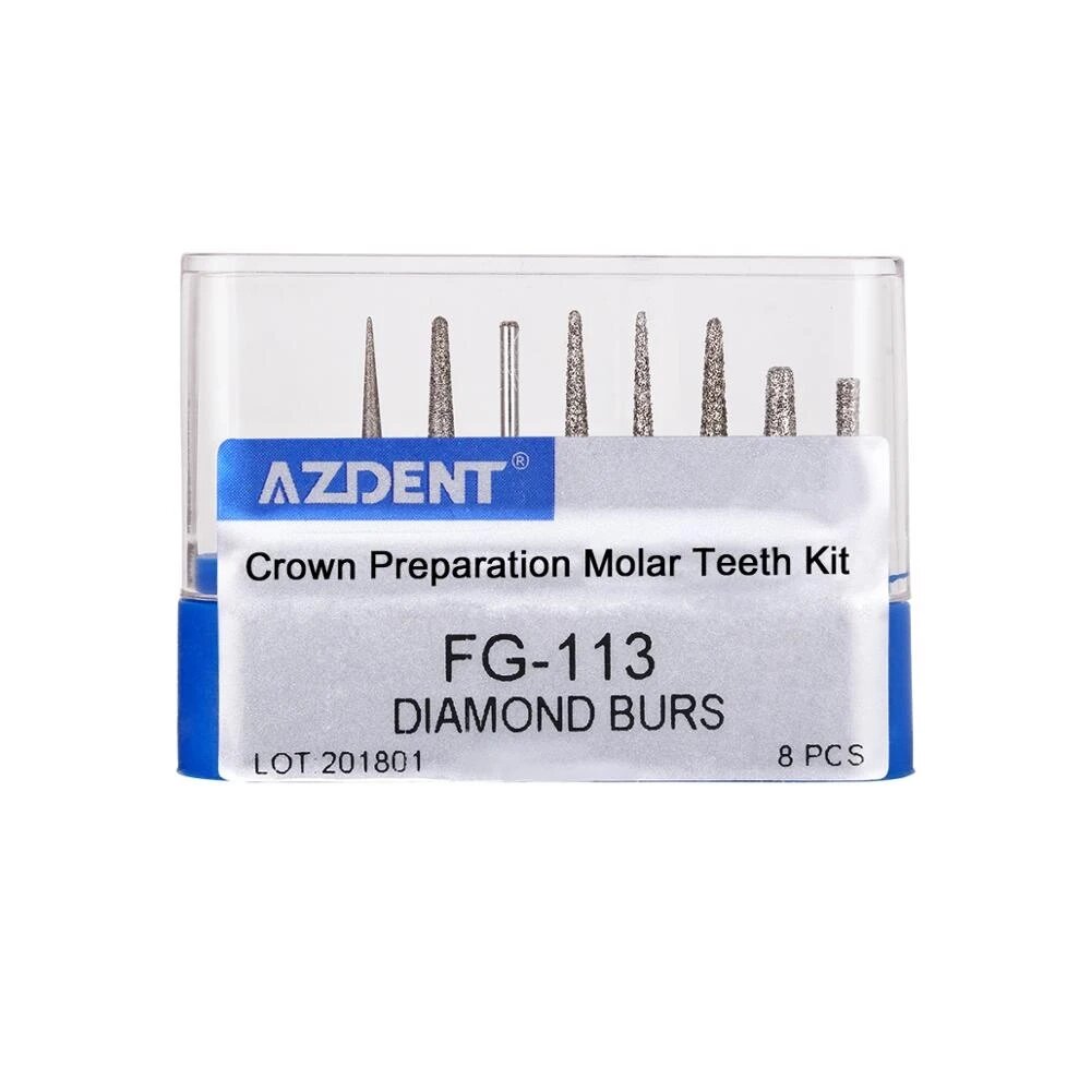 Стоматологические алмазные боры AZDENT FG, набор, 8PCS FG-113