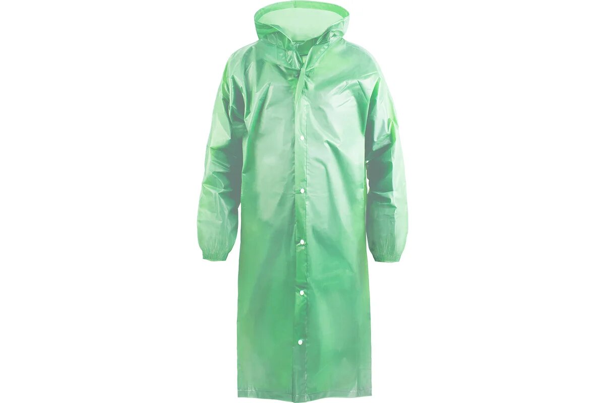 Дождевик-плащ на кнопках Komfi полиэтилен зеленый 18 мк 121839