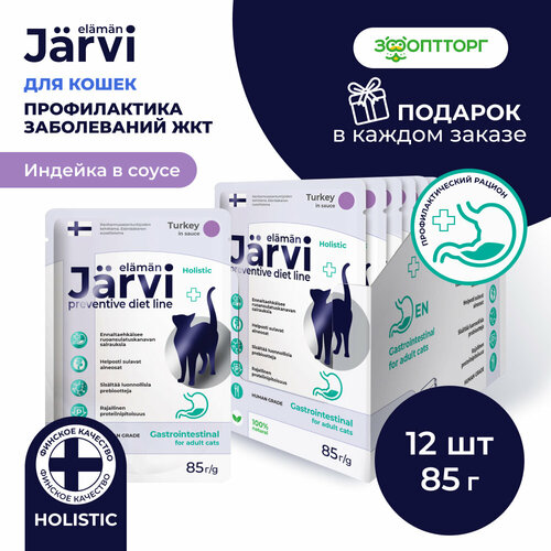 Jarvi Preventive diet line Gastrointestinal пауч для кошек для профилактики заболеваний ЖКТ (соус) Индейка, 85 г. упаковка 12 шт