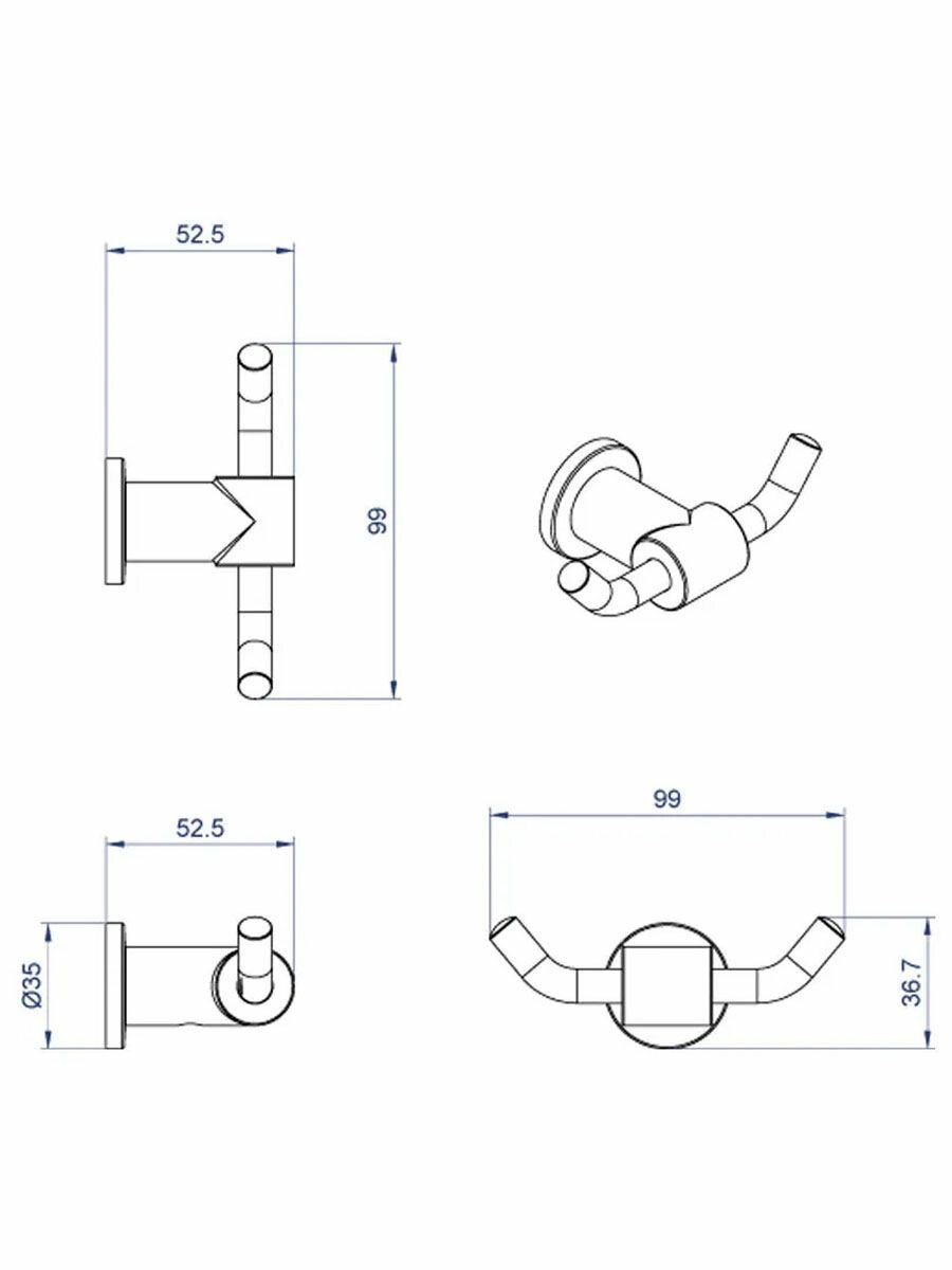 Крючок Azario Forny, хром (AZ-88305) — фото 1