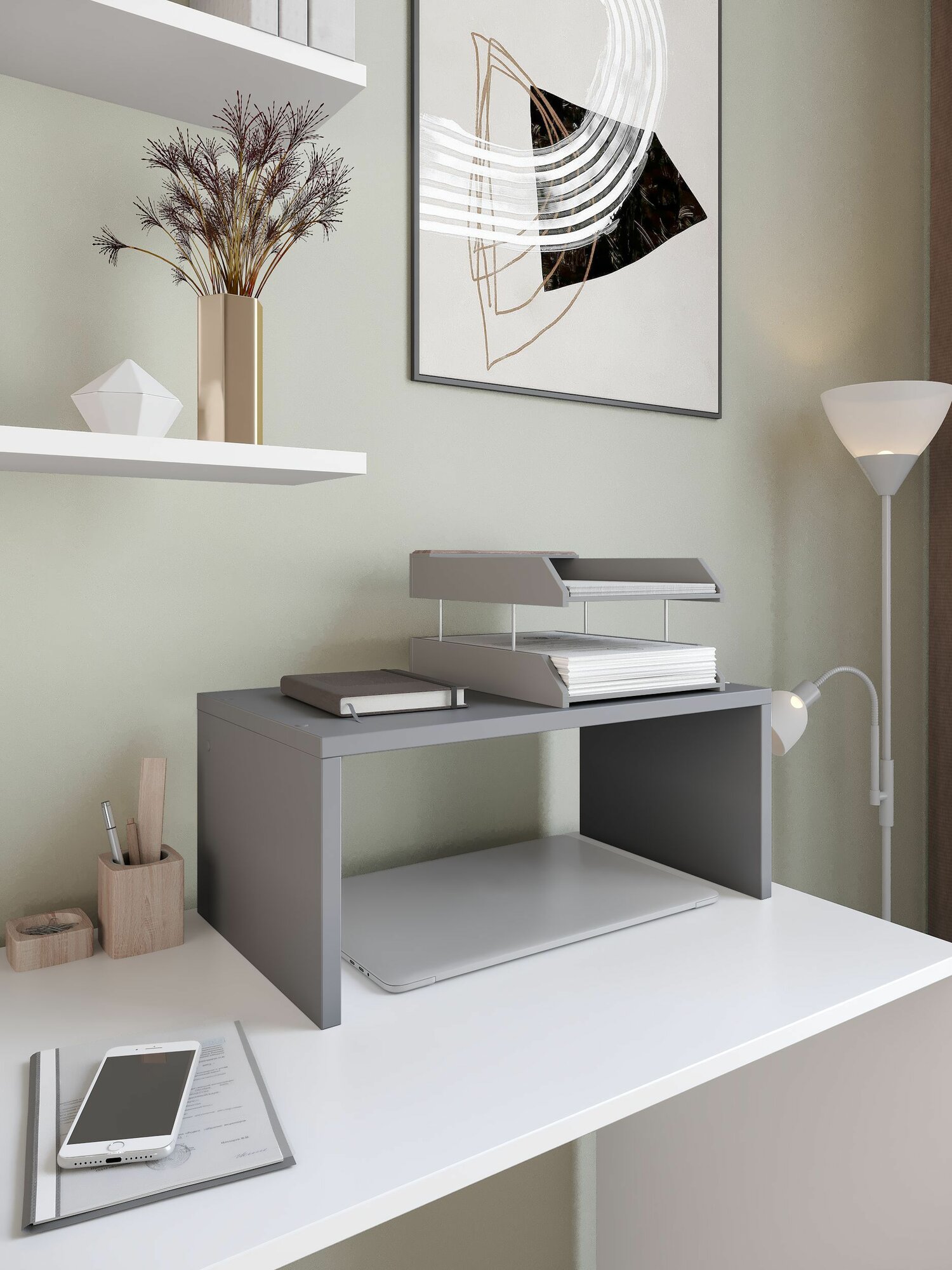 Полка Философия уюта, для СВЧ, настольная, серый, 50x29,5x20 см — фото 1