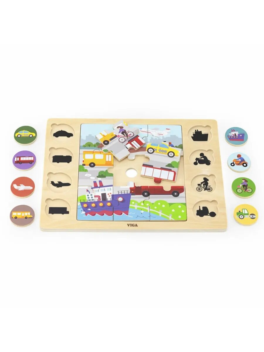 Набор игр 2 в 1 Транспорт Пазлы и фишки 44742 — фото 1