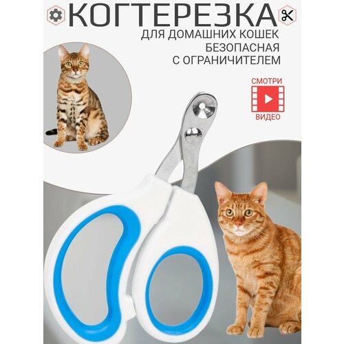 Ножницы - когтерез с ограничителем для стрижки когтей кошек, мелких питомцев, для груминга.
