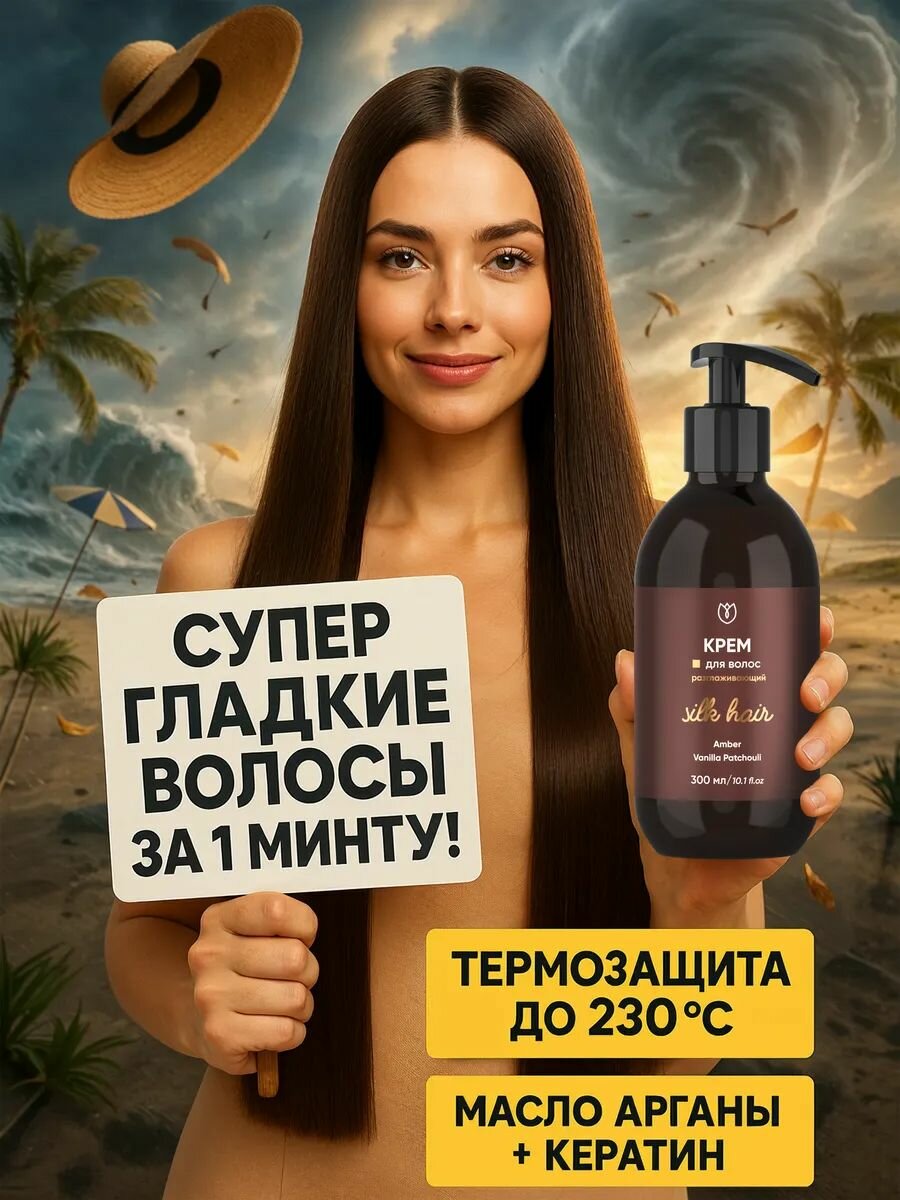 Разглаживающий крем для волос праймер кондиционер реконструктор флюид для непослушных или кудрявых волос для кончиков Султан де Саба 300мл Алтея