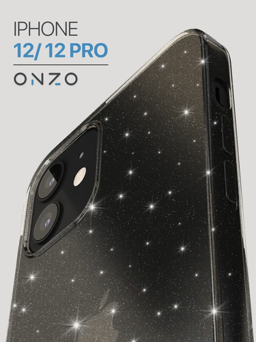 Изображение товара Блестящий чехол для iPhone 12 / iPhone 12 Pro / Чехол на Айфон 12 / Айфон 12 Про, темно-прозрачный