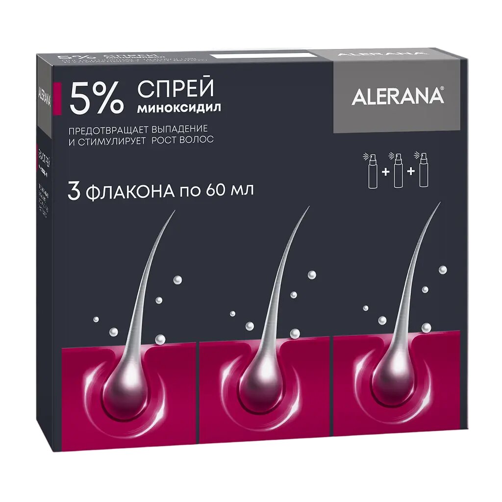 Алерана спрей для наружного применения 5 % 60 мл 3 шт