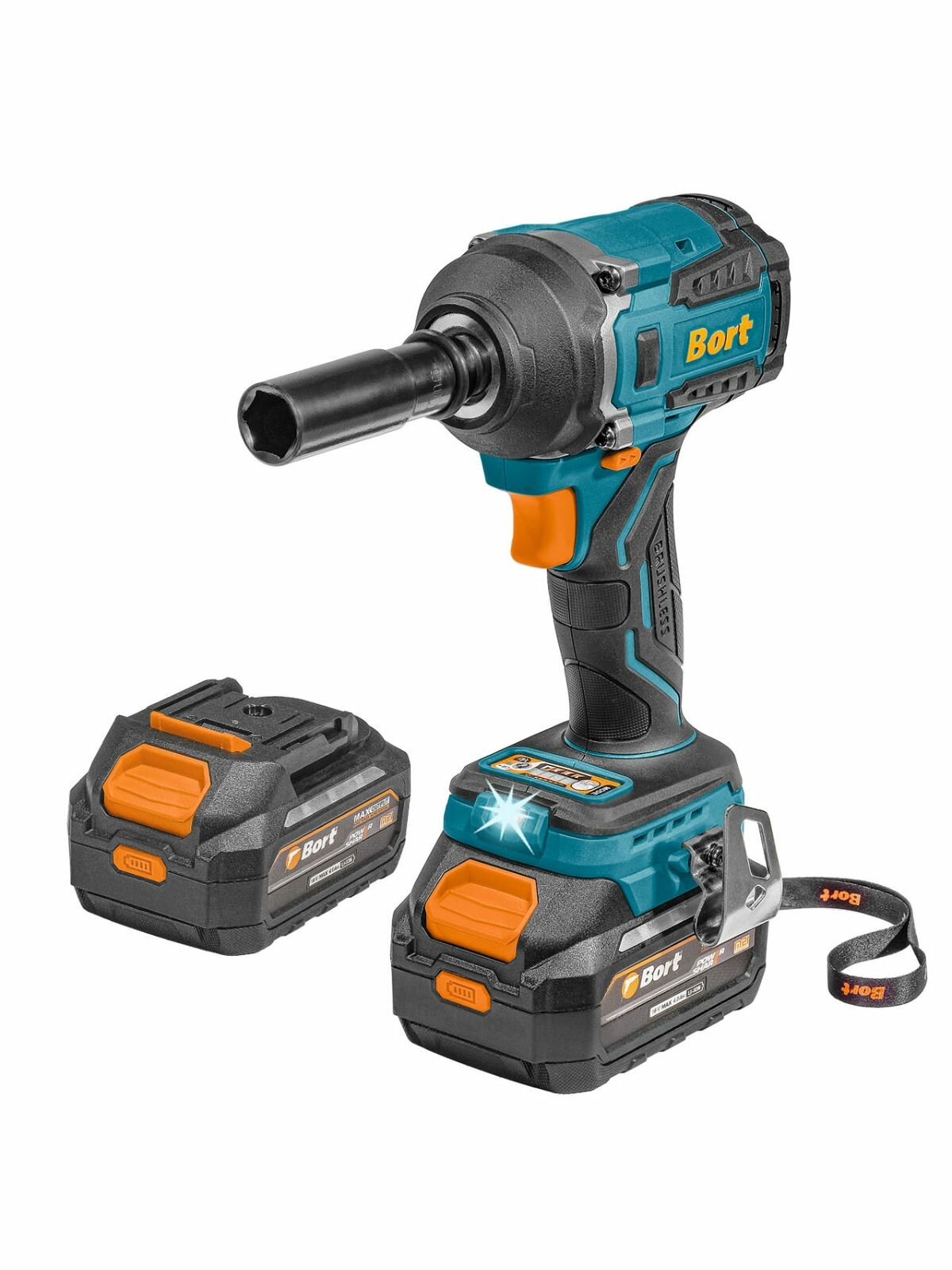 BORT Гайковерт аккумуляторный ударный BSR-21U (2x4Ач+зарядное устройство бесщеточный двигатель 800 Нм)