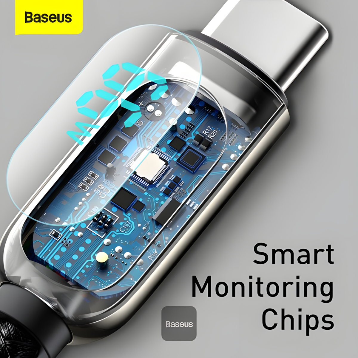 USB кабель BASEUS CASX020001 66W Display, USB-A на USB-C, быстрая зарядка, 1м — фото 1