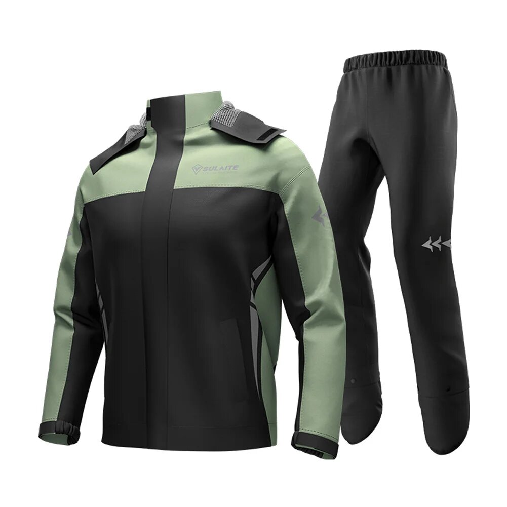 Мотоциклетный плащ Открытый дождевик с разрезом брюки от дождя для мужчин и женщин локомотивное снаряжение для верховой езды полноразмерный костюм для мотоциклиста L Темно-зеленый Унисекс