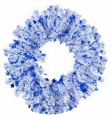 Венок Рождественский 35 см бело-синий ПВХ MOROZCO ВН-3