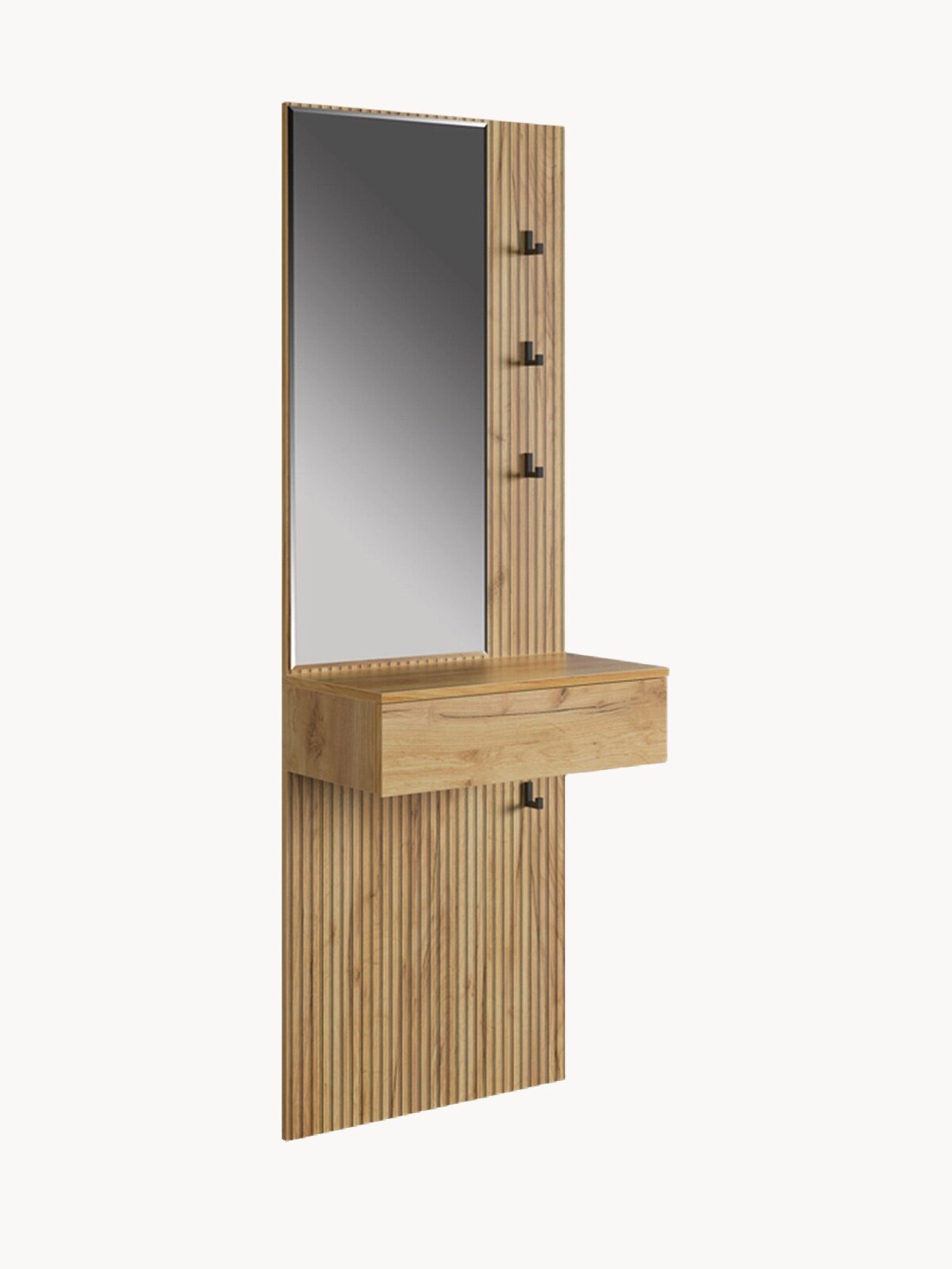 Подвесное зеркало с тумбой "Бодрум", 60*31*175 см, ЛДСП Дуб крафт золотой, Mebelson