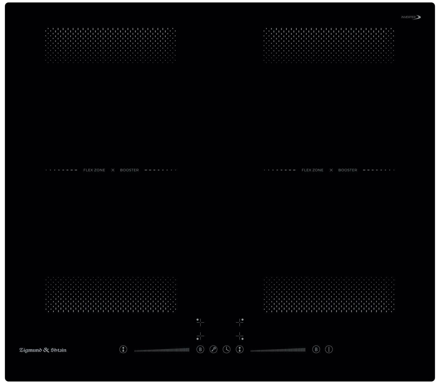 Варочная панель Zigmund & Shtain CI 62.6 B INVERTER, 4 индукционные, FLEX-зона, слайдер