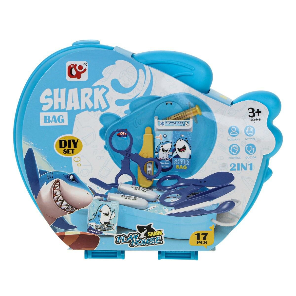 Набор доктора "SHARK BAG" 17 предметов, пластиковый чемодан, игровой медицинский комплект для детей 3+