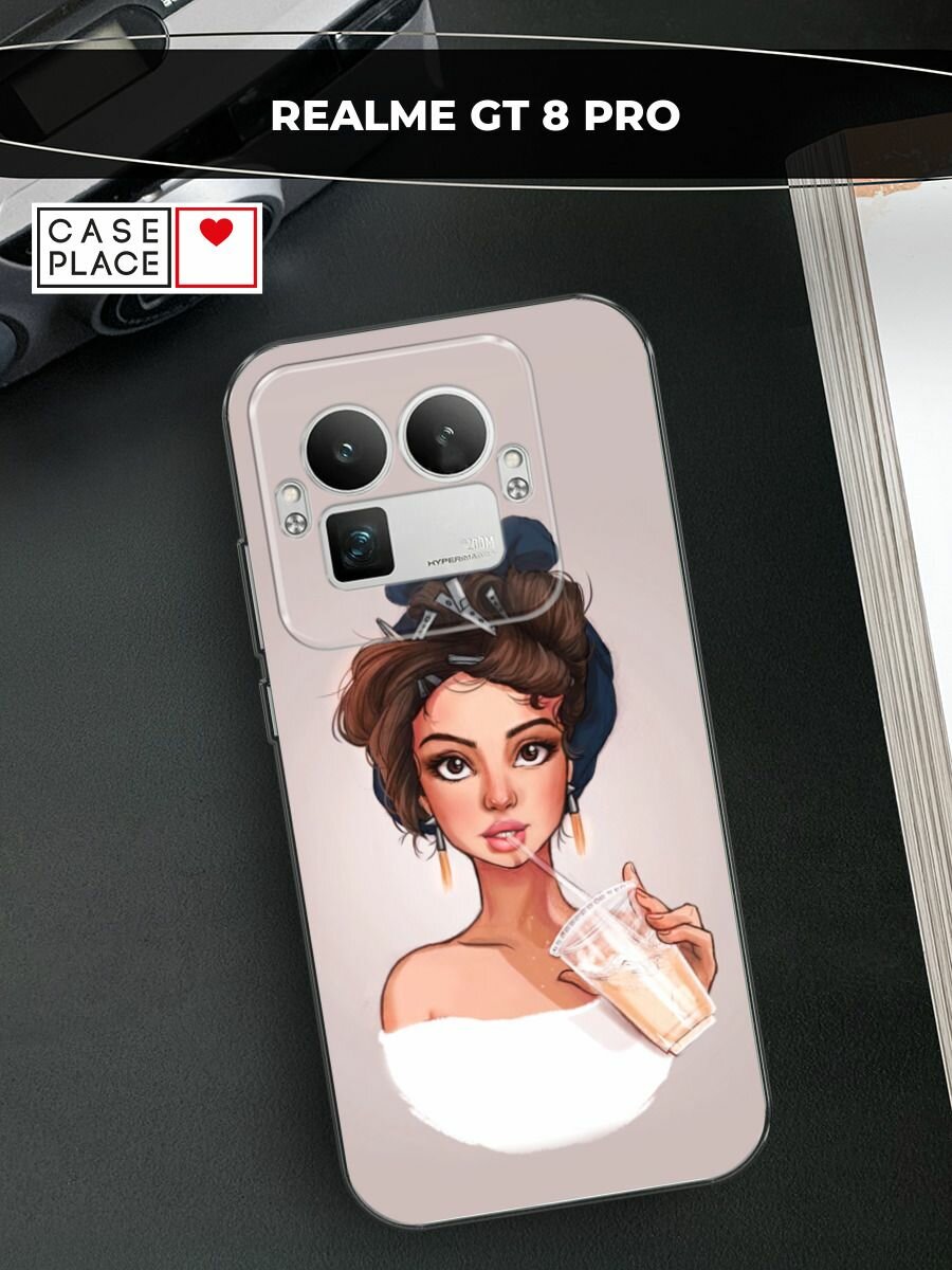 Чехол на Realme GT 8 Pro / Реалми GT 8 Про с принтом Девушка с фраппе
