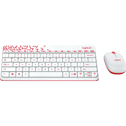 Комплект клавиатура + мышь Logitech MK240 Nano, white/red, только английская набор logitech mk240 nano white red usb