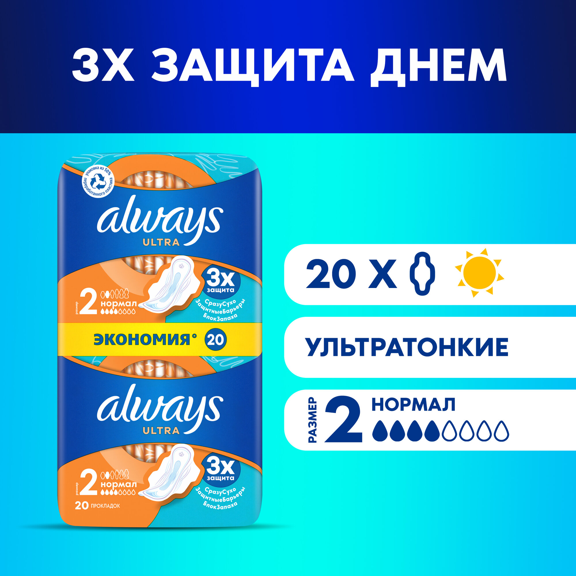 Гигиенические прокладки Always Ultra Normal 4 капель 20 шт