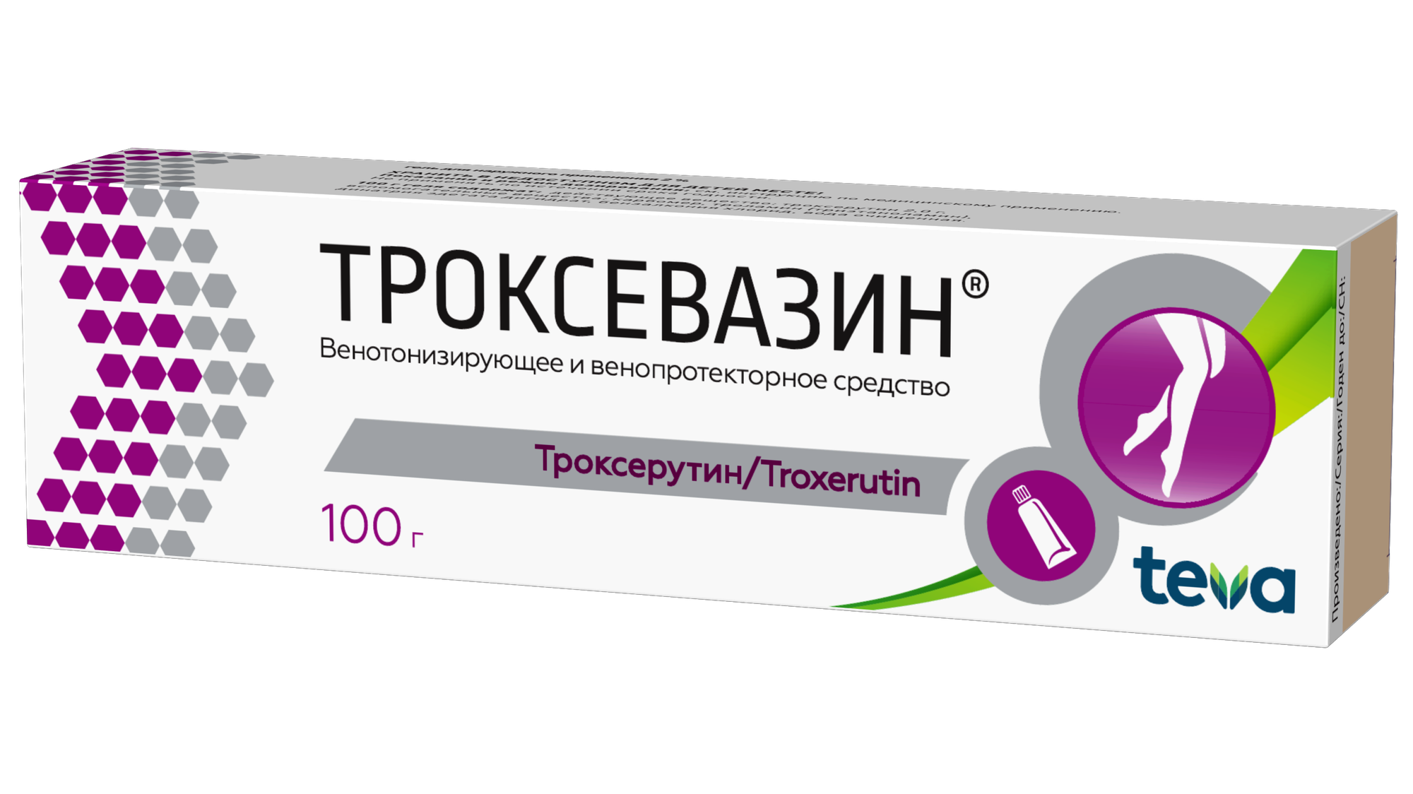 Троксевазин гель д/нар. прим., 2%, 100 мл, 100 г, 1 шт., 1 уп.